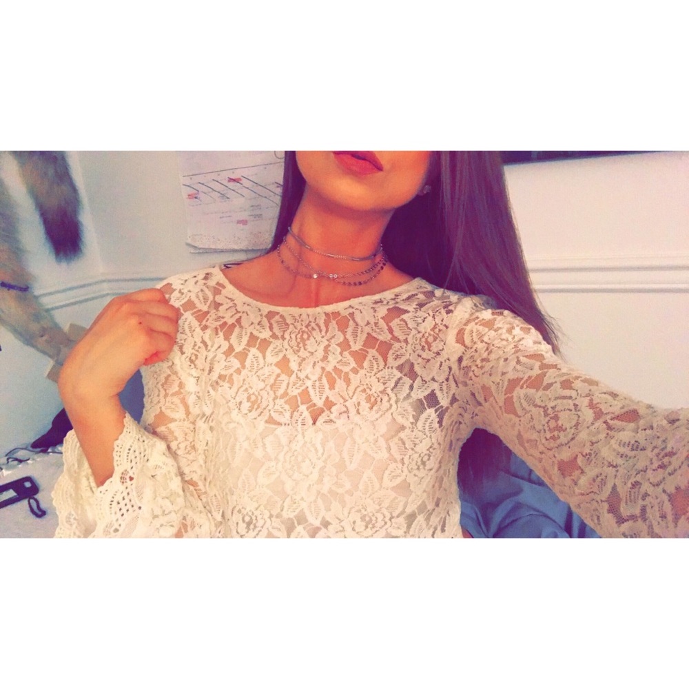 SALE !! Cream Lace Crop Top